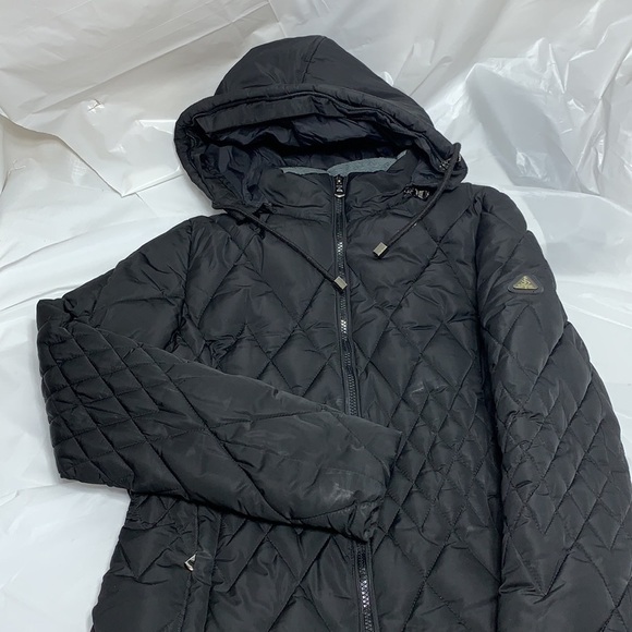 WOMEN’S Spire Black Detachable Hooded Puffer zip up coat Size small - Picture 1 of 8